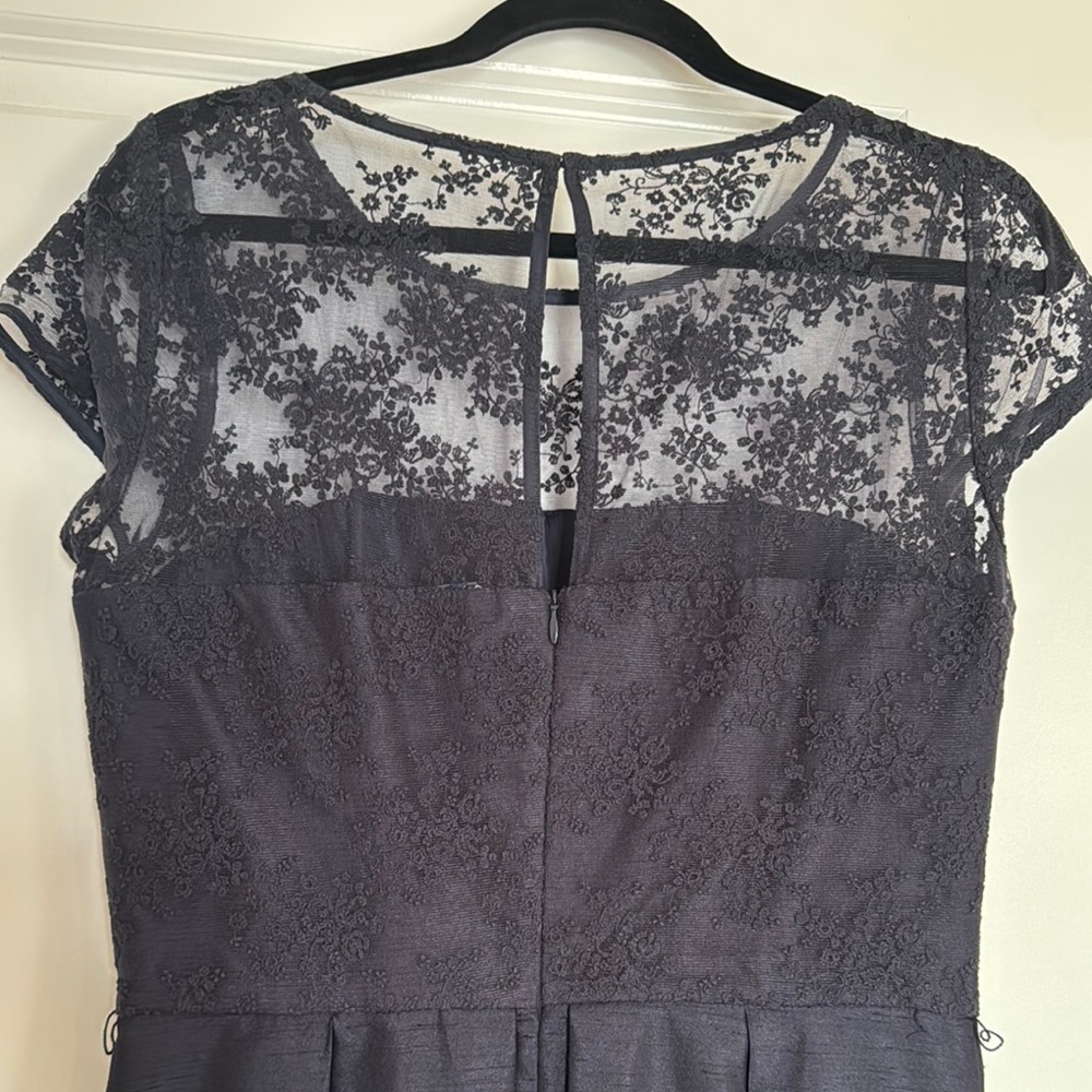 Navy Blue Floral Detailed Dress - Picture 5 of 8